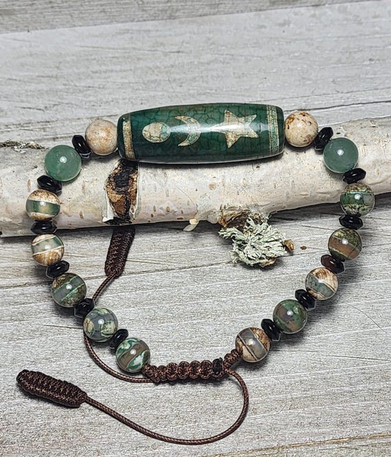 WealthSunMoon - DZI Agate Bead ~ Adjustable Bracelet