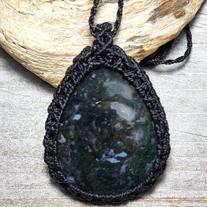 SymbolizesRenewal ~ Moss Agate ~ Micro Macrame Necklace