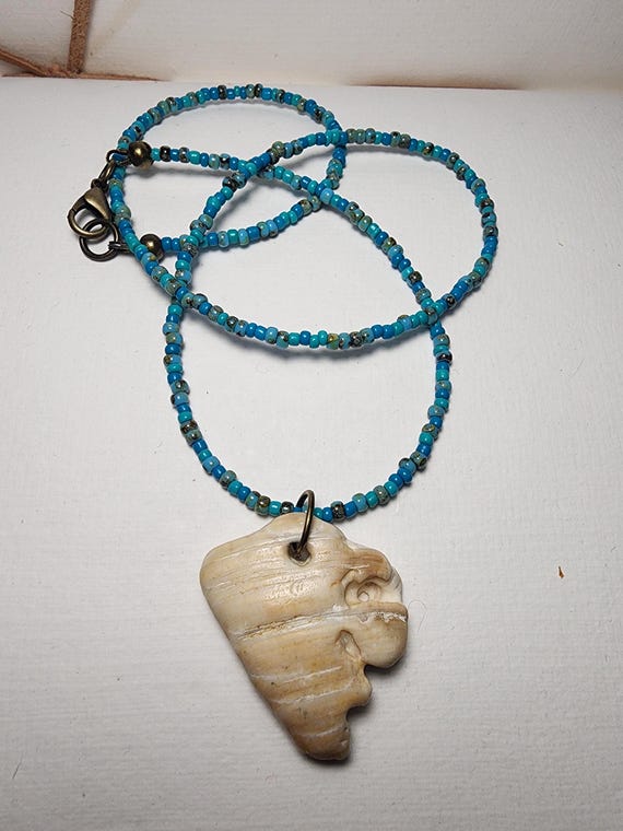 Shell Hagstone ~ East Coast Florida ~ Beaded Necklace
