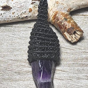 Amethyst Hive Micro Macrame Necklace