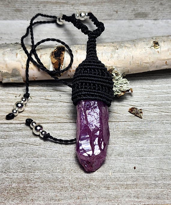 Car Crystals, Sun Catcher - Aura Quartz Macrame Hanger