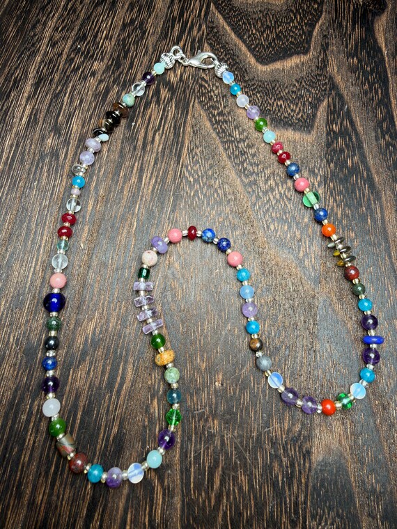 Multi Gem Bead - Choker Necklace