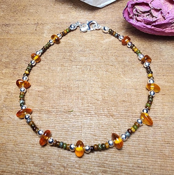 Glowing Columbian Amber Pebble ~ Bracelet