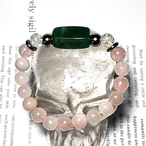 Peace,GoodLuck&Abundance ~ Rose Quartz and Jade Bracelet