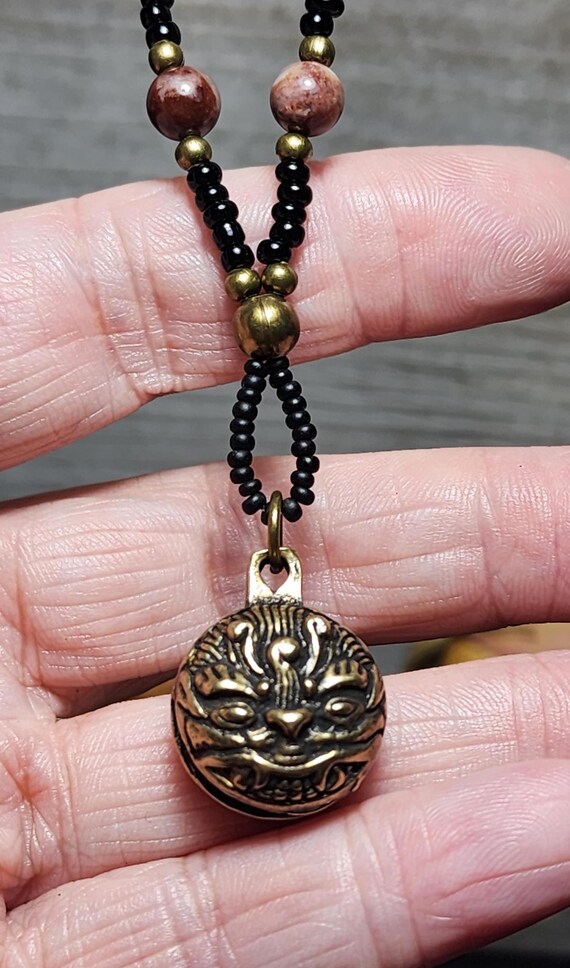 Brass Pixiu Bell ~ Gobi Agate Necklace