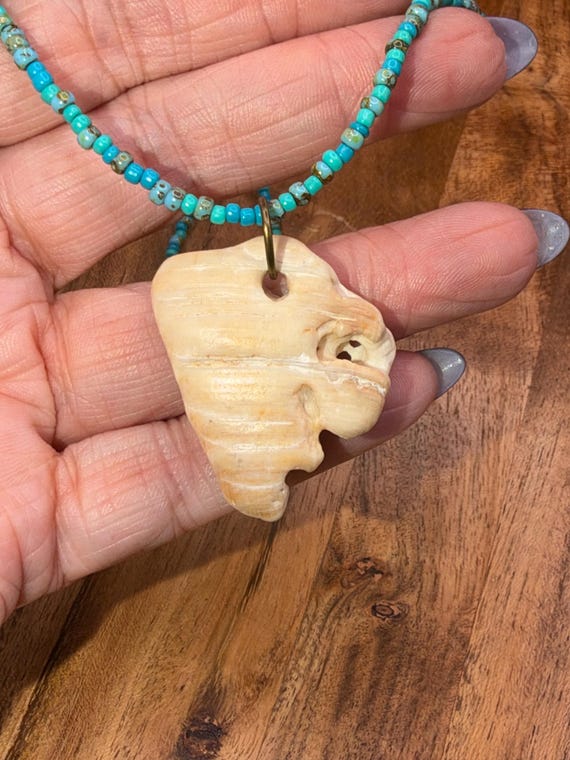 Shell Hagstone ~ East Coast Florida ~ Beaded Necklace