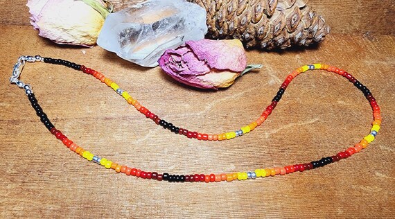 Sunset Gradient Czech Seed Bead  -  Necklace