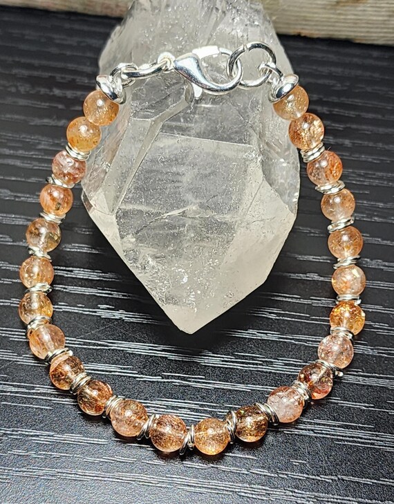 Fiery Sunstone ~ Lobster Clasp Bracelet