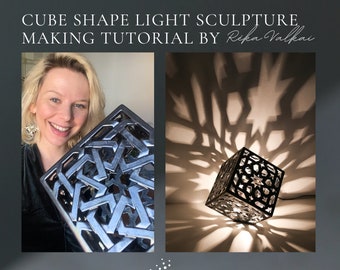 Woven pattern CERAMIC CUBE LAMP making tutorial. Original craft video by Reka Valkai