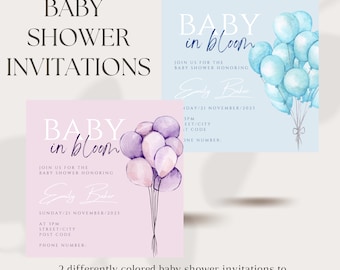 Adorable Baby Shower Invitations: Customizable Aesthetic Design for Boys & Girls on Canva