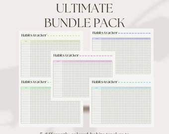 Monthly Landscape Habit Tracker Printable 5 Colors, 30 Day Habit Challenge, Habit Tracker Template, Routine Tracker, Instant Download