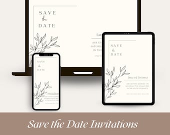 Timeless Design: Save the Date Digital Template for Instant Download & Easy Customization on Canva - Clean Design, Electronic Invitation