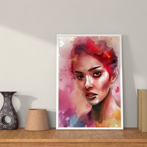 Digital download - Beautiful woman with lots of colors - AI Generated Art Print Printable Poster Image Stock photo PNG