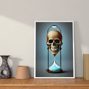 Digital download - Hourglass skull - AI Generated Art Print Printable Poster Image Stock photo PNG