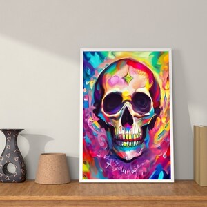 Digital download - Colorful astral skull - AI Generated Art Print Printable Poster Image Stock photo PNG