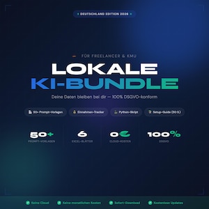 Pack Productivité (allemand) • 50 modèles d'invites IA • Générateur de factures • Suivi des revenus (Excel) • Conforme au RGPD • IA locale (sans cloud)