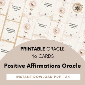 Cartões Oráculo de Afirmações Positivas, Baralho de Cartas para Impressão + Guia em PDF, Cartões de Mindfulness, Baralho de Afirmações, Cartões de Meditação.