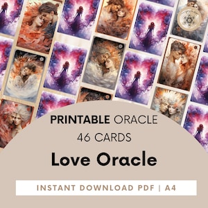 Les cartes Love Oracle, Printable Love Oracle Deck, Oracle Cards + PDF Guide, Digital Love Oracle Card Deck, Love Messages Deck.