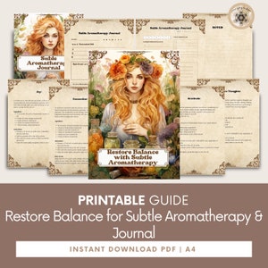 Natural Remedies for Suble Aromatherapy + Journal, Essential Oil Blends, Holistic Healing, Herbal Treatment, Printable Pages.