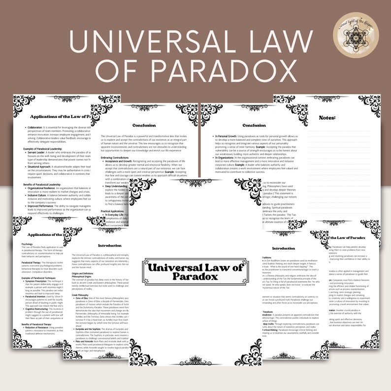 Universal Law of Paradox Guide - Printable Grimoire Pages (digital ...