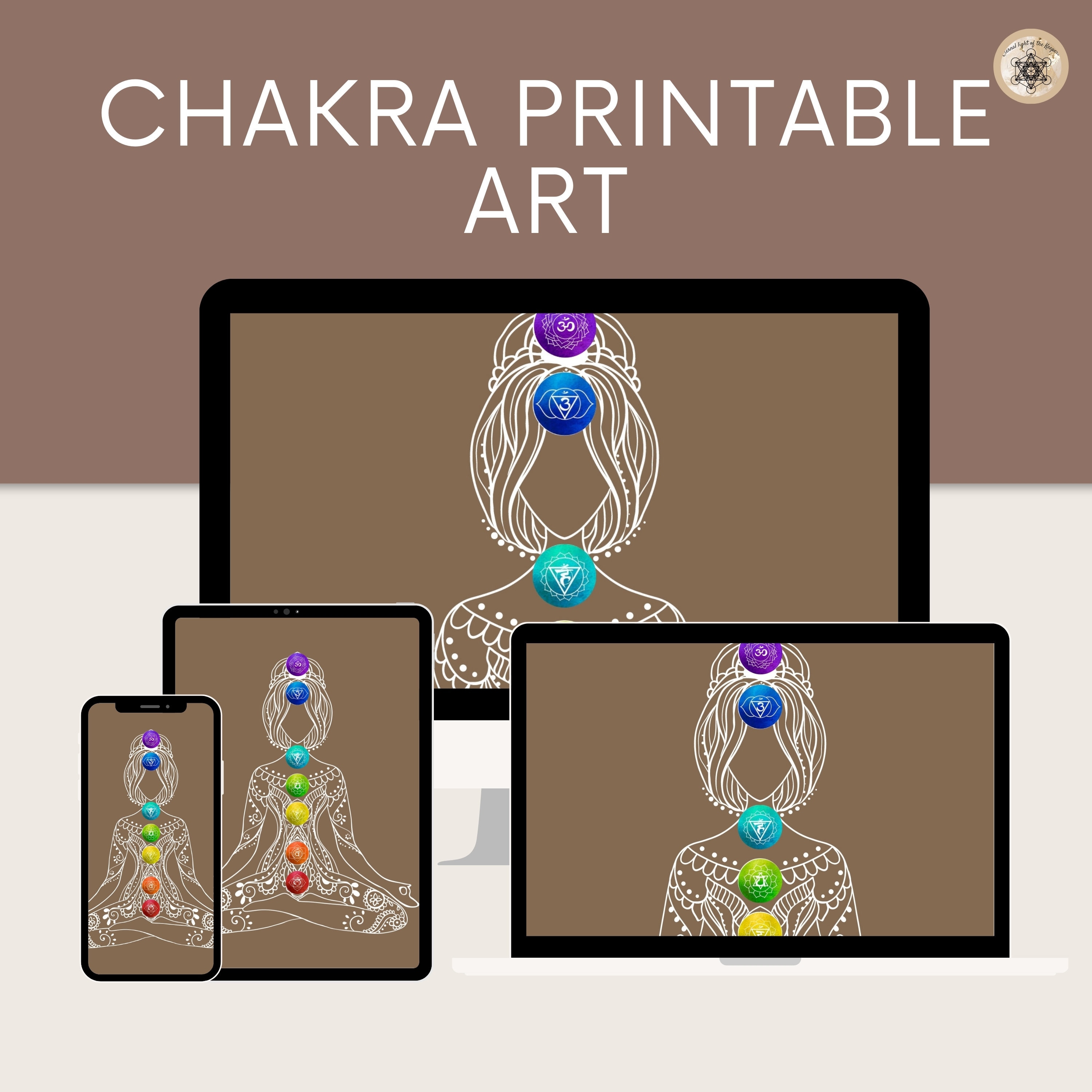 Printable Chakra Poster, 7 Chakras Yoga Artwork, Meditation &amp; Energy ...