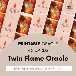 Cartes Oracle Twin Flame, jeu de cartes Oracle Twin Flame imprimable, cartes Oracle + guide PDF, Oracle Twin Flame numérique, messages Twin Flame.