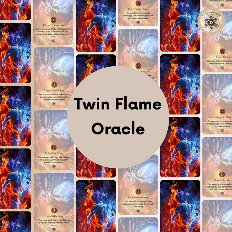 Twin Flame Oracle Cards, Printable 46-card Deck (PDF Guide). - Etsy