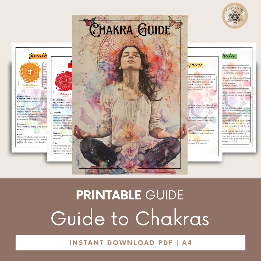 Printable Chakra Guide - Detailed PDF A4 Guide for Seven Chakras ...