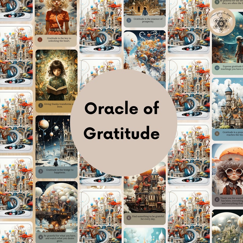 The Gratitude Oracle, Printable Gratitude Cards, Digital Oracle of