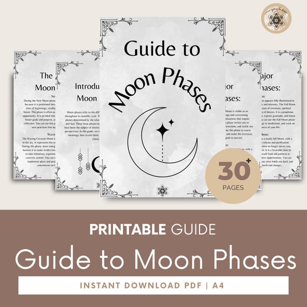 Moon Phases, Lunar Moon Phases, 2024 Lunar Calendar, Lunar Cycle Calendar, Lunar Phases, Printable Grimoire Pages.