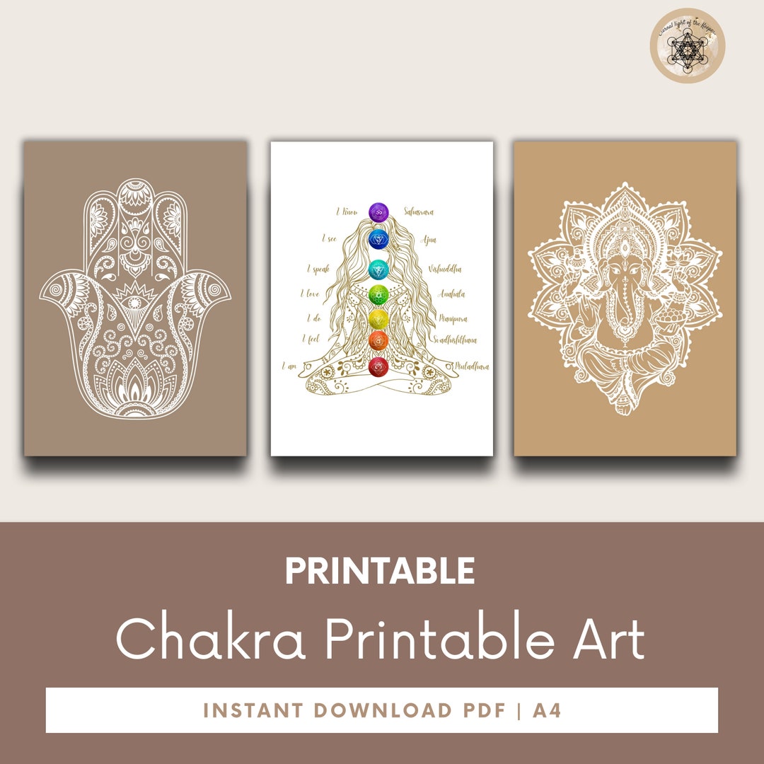 Bundle Printable Chakra Poster, 7 Chakras Yoga Artwork, Meditation ...
