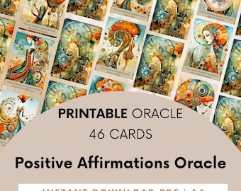 Positive Affirmations Oracle Cards, Printable Card Deck (Digital Download).