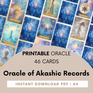 Baraja de cartas de Oracle de registro akáshico, lectura akáshica, orientación, canalización, oráculo - Tarjetas y guía de oráculo imprimibles