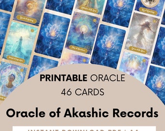 Mazzo di carte dell'Oracolo dei Registri Akashici, carte guida stampabili (download digitale)