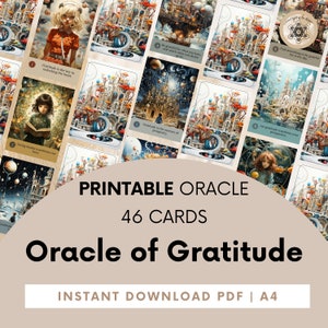O Oráculo da Gratidão, Cartões de Gratidão para Impressão, Oráculo Digital da Gratidão, Cartões de Mindfulness, Cartões de Manifesto.