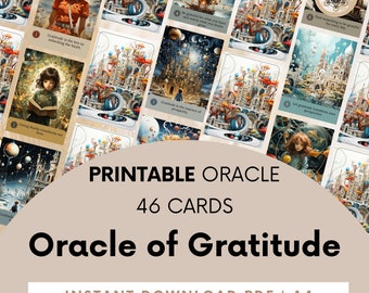 The Gratitude Oracle, Printable Gratitude Cards, Digital Oracle of Gratitude, Mindfulness Cards, Manifest Cards.