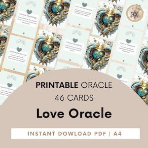 Cartes Love Oracle, jeu de cartes Love Oracle imprimable, cartes Oracle + guide PDF, jeu de cartes numérique Love Oracle, jeu de messages amour.