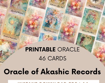 Mazzo di carte dell'Oracolo dei Registri Akashici, carte dell'Oracolo stampabili (download digitale)