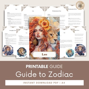 Guia de astrologia do signo do zodíaco de Leão, livro abrangente de horóscopo, aprenda insights de astrologia, guia astrológico.