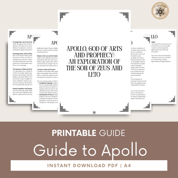 Apollo, Ancient Greek, Greek Gods, Ancient Greek Gods, greek mythology Digital Grimory Pages, PDF, Instant Download