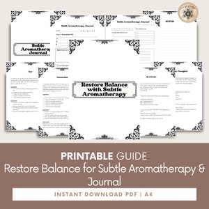 Natural Remedies for Suble Aromatherapy + Journal, Essential Oil Blends, Holistic Healing, Herbal Treatment, Printable Pages.