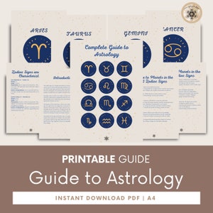Guia de astrologia para impressão - Livro de exercícios e diário detalhado em PDF do Zodíaco para iniciantes, guia definitivo para astrologia.