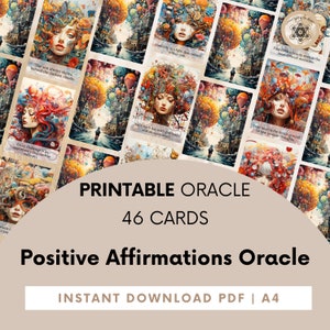 Tarjetas de Oráculo de Afirmaciones Positivas, Baraja de Cartas Imprimibles, Tarjetas de Atención Plena, Baraja de Afirmaciones, Tarjetas de Meditación.