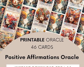Positive Affirmations Oracle Cards, Printable Card Deck (Digital Download).