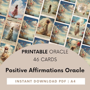Tarjetas de Oráculo de Afirmaciones Positivas, Baraja de Cartas Imprimibles, Tarjetas de Atención Plena, Baraja de Afirmaciones, Tarjetas de Meditación.