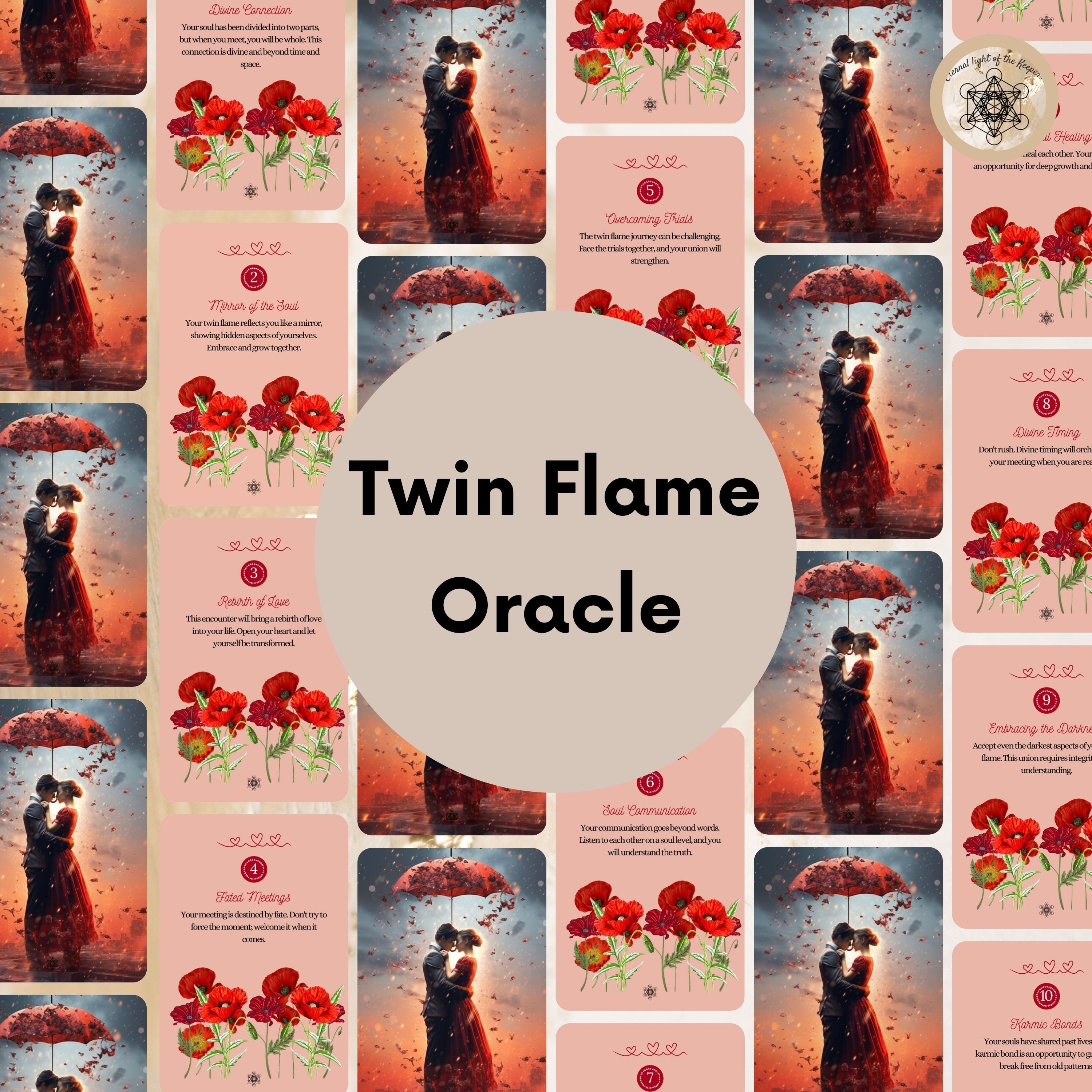 The Twin Flame Oracle Cards, Printable Twin Flame Oracle Deck, Oracle