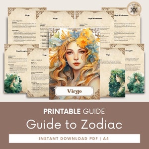 Guia de astrologia do signo do zodíaco de Virgem, livro abrangente de horóscopo, aprenda insights de astrologia, guia astrológico.