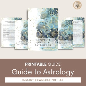 Guia de astrologia para impressão - Livro de exercícios e diário em PDF do Zodíaco para iniciantes, guia definitivo para astrologia.