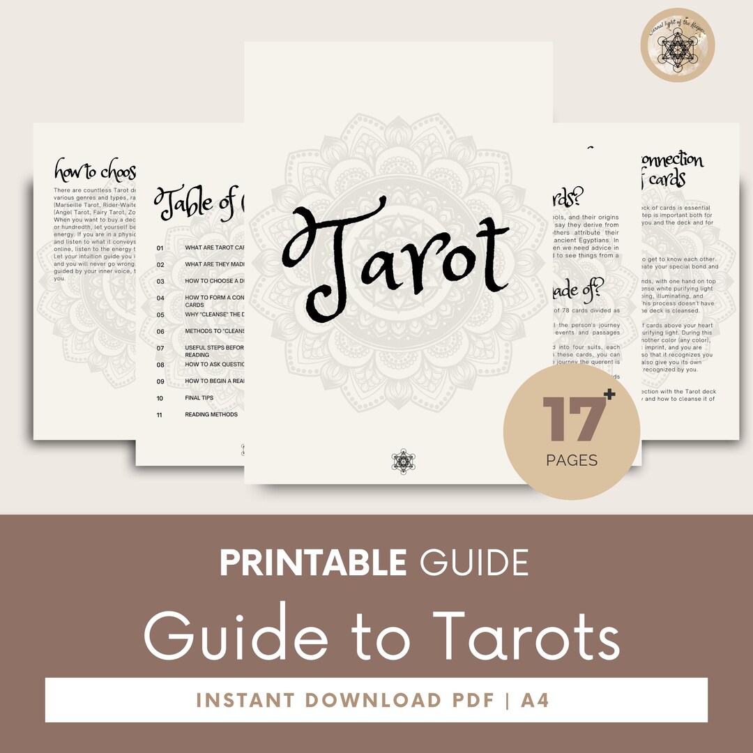 Printable Tarots for Beginners Guide Comprehensive A4 PDF - Etsy