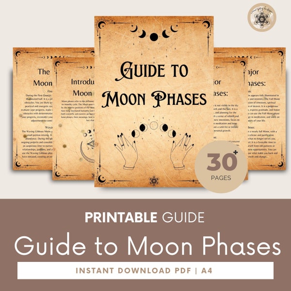 Moon Phases, Lunar Moon Phases, 2024 Lunar Calendar, Lunar Cycle Calendar, Lunar Phases, Printable Grimoire Pages.